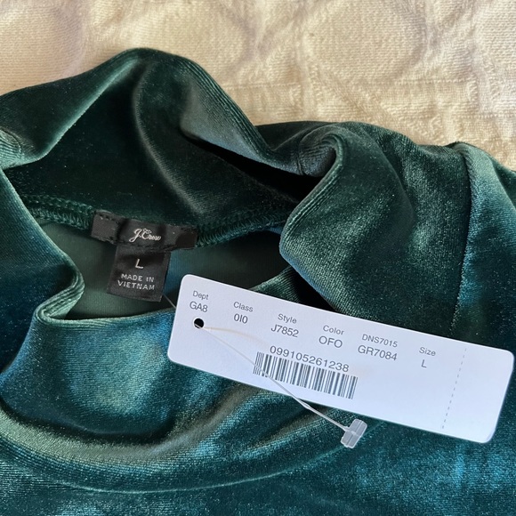 JCREW NEW! Mockneck StretchVelvet Sleeveless Top Perfect Holidays! SzL Jewel Grn - Picture 3 of 6